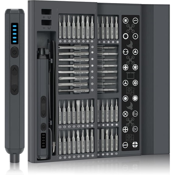 Electric Screwdriver Set,Precision Electric Screwdriver,Led Light and 5 Torque Settings,64 Magnetic Bits,Mini Electric Screwdriver for Electronics,Mobile Phones,Laptops,Watches