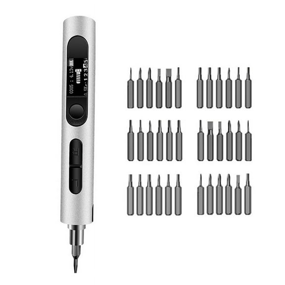 Electric Screwdriver Set with Dual Torque Adjustment Function 32 in 1 Mobile Phone and Tablet Repair Special Tool Silver
