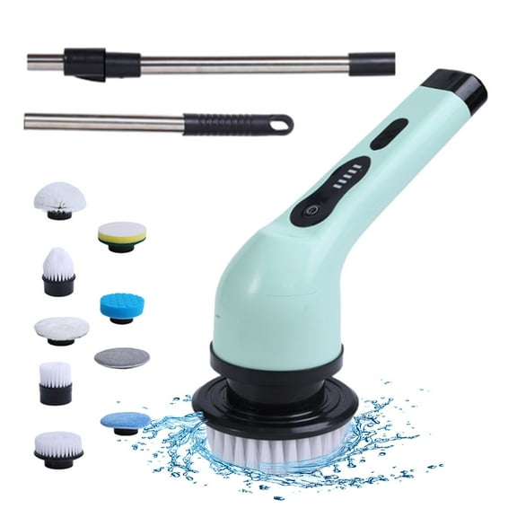 Electric Scrubber Brush, Cordless Power Scrubber with 9 Replaceable Heads for Bathroom, Kitchen Tile, Extendable Pole, Dual Speed, 50min Runtime, Spin Scrubber Mop