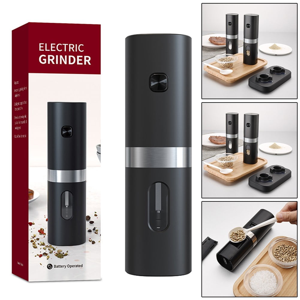 Electric Sea Salt and Pepper Mill Adjustable Coarseness Pepper Salt