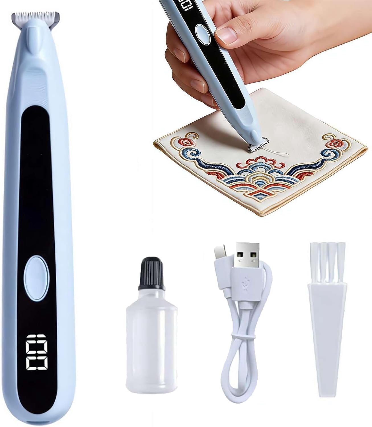 Electric Seam Ripper,Electric Seam Ripper & Thread Remover - Cordless USB-C Rechargeable Precision Stitch Eraser, Handheld Tool for Sewing, Quilting & Embroidery (White)