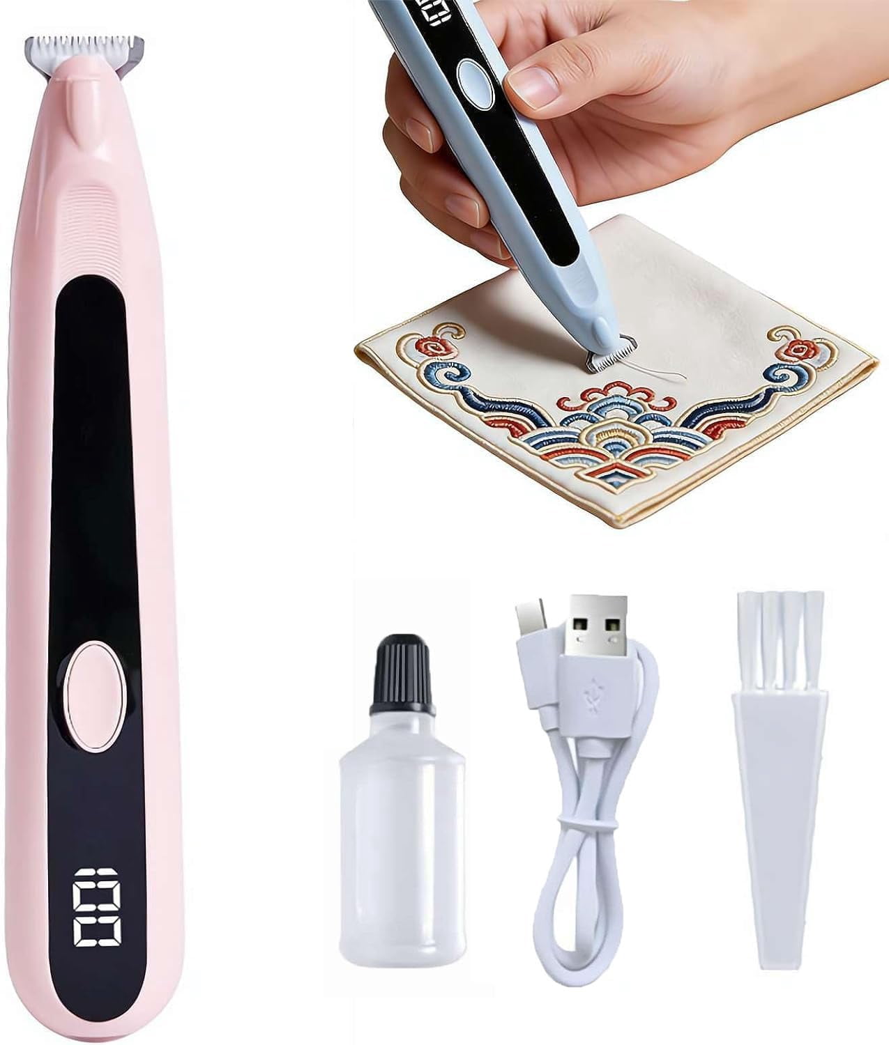 Electric Seam Ripper,Electric Seam Ripper & Thread Remover - Cordless USB-C Rechargeable Precision Stitch Eraser, Handheld Tool for Sewing, Quilting & Embroidery (Pink)