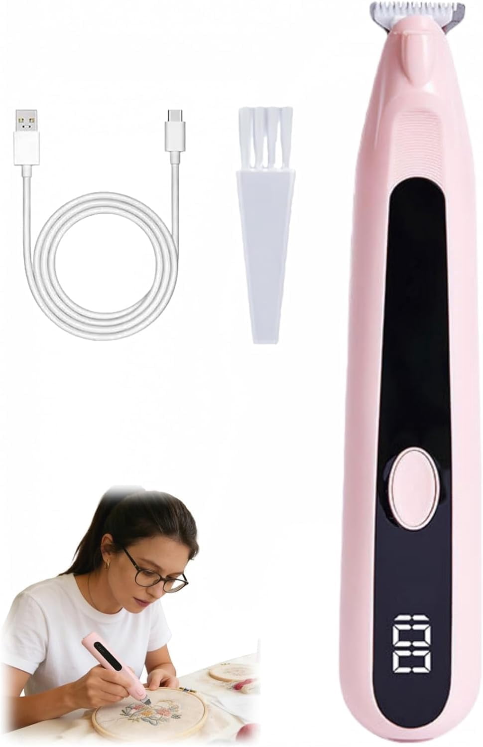 Electric Seam Ripper Rechargeable Stitch Remover Tool for Embroidery Sewing Quilting AlterationsPink