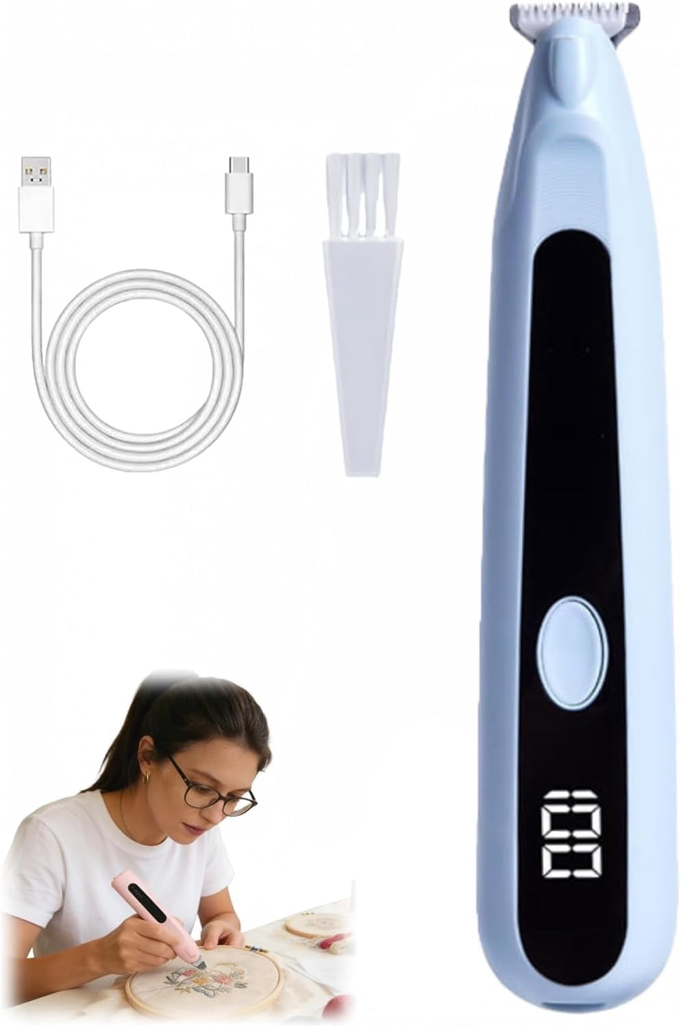 Electric Seam Ripper Rechargeable Stitch Remover Tool for Embroidery Sewing Quilting AlterationsSky Blue