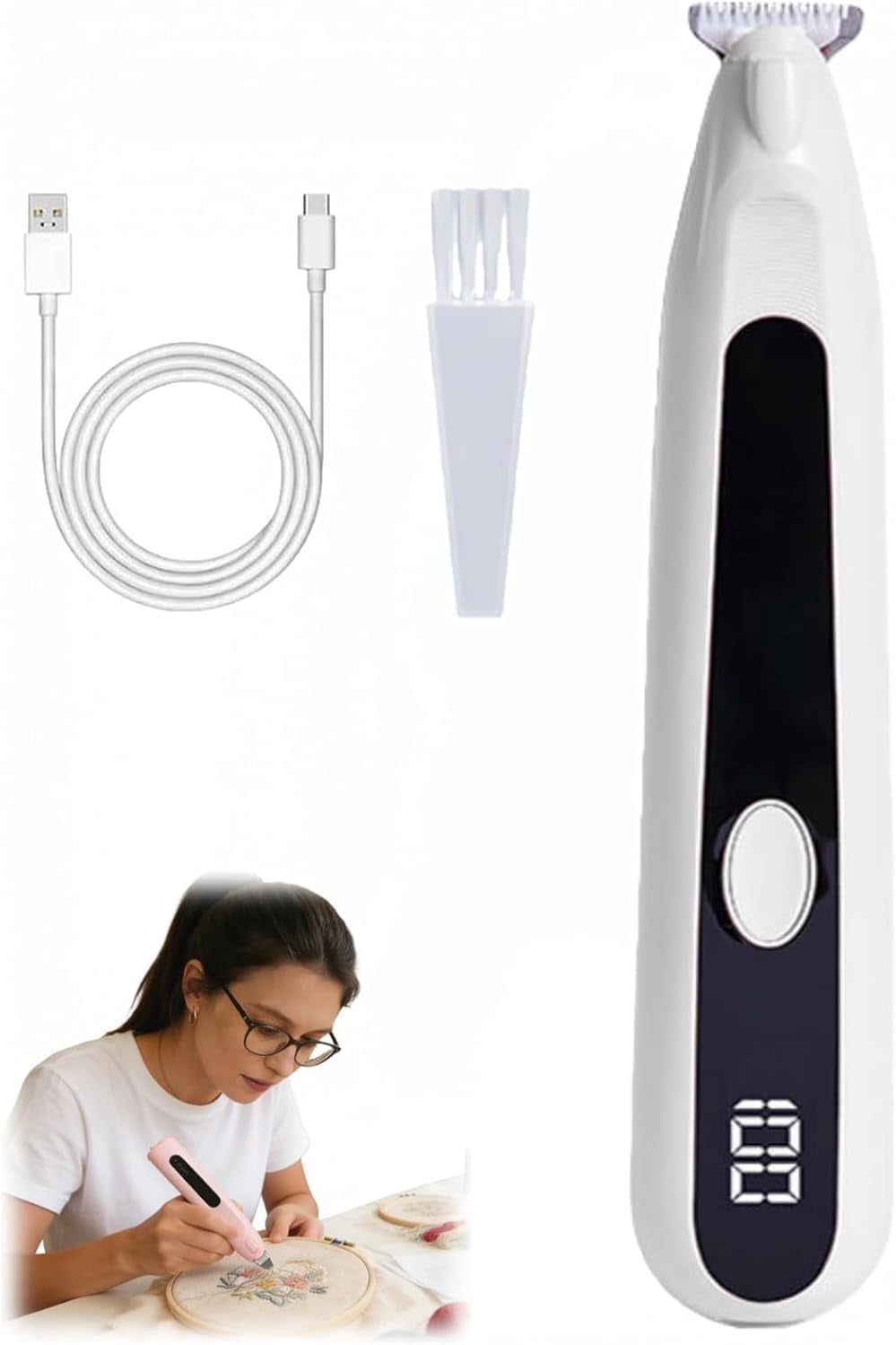 Electric Seam Ripper Rechargeable Stitch Remover Tool for Embroidery Sewing Quilting AlterationsWhite