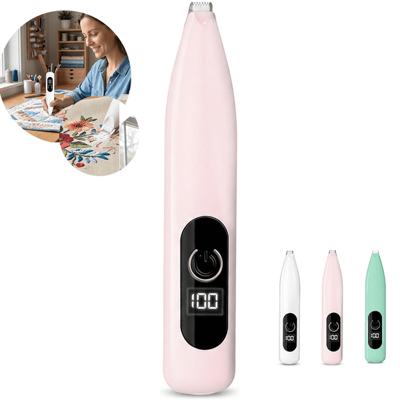 Electric Seam Ripper for Embroidery, Professional Stitch Remover with LED Light, R-Shaped Ceramic Blade for Sewing Quilting DIY-pink