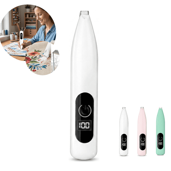 Electric Seam Ripper for Embroidery, Professional Stitch Remover with LED Light, R-Shaped Ceramic Blade for Sewing Quilting DIY-white