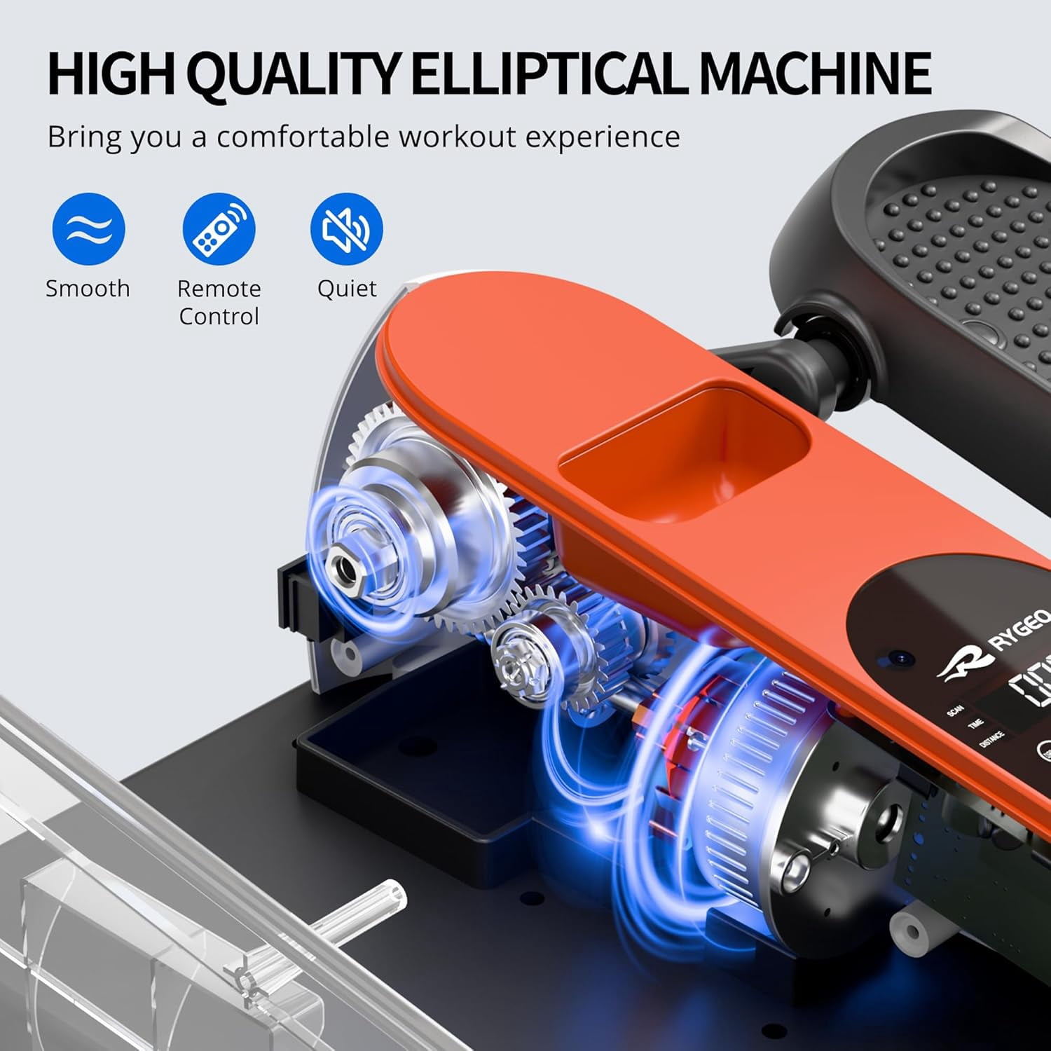 Electric Seated Pedal Elliptical Leg Exerciser with LCD Display & Remote for Home Office Under Desk Low Impact Workout Machine