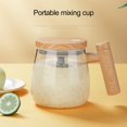 thumbnail image 1 of Electric Self-Stirring Coffee Mug with Wooden Handle and One-Touch Operation, Includes Lid, 1 of 8