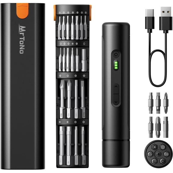 Electric Set, Power with 33 Magnetic Bits, 3 Torque Settings, 1500mAh Rechargeable Cordless , Max 10 N.m, LED Light, Tool Kit for 3D Printer, PC, Camera