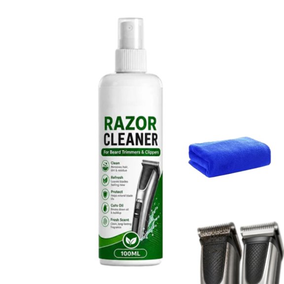 Electric Shaver Cleaning Spray, Razor Cleaner for Beard Trimmers| Shaver Maintenance, Razor Care, Trimmer Cleaner, Electric Shaver Use, Spray Formula, Removes Residue, Refreshing Scent
