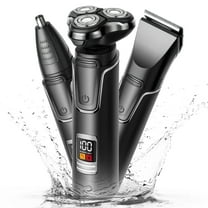 Hoey Electric Shaver Razor for Men, 3 in 1 Men’s Cordless LED Display IPX7 Waterproof Facial Nose Hair Beard Trimmer Grooming Haircut Kit with Wet Dry Rechargeable Use