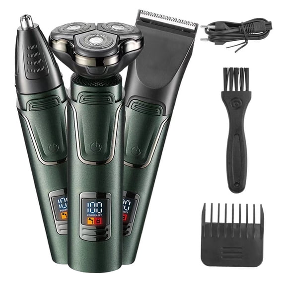 Electric Shaver Razor for Men, 3 in 1 Men's Cordless LED Display IPX7 Waterproof Nose Hair Beard Trimmer Grooming Kit with Wet Dry Rechargeable Use