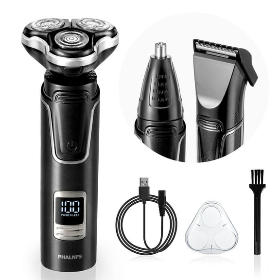 Electric Shaver Razors for Men, RUTAWZ 3-in-1 Beard, Hair & Nose Trimmer, Rechargeable, with LED Display