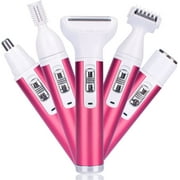 Electric Shaver for Women,5 in 1 Portable Multifunction Bikini Trimmer Set,Wet & Dry Painless Razor for Women,Rechargeable Low Razors for Legs Eyebrow Nose Face Bikini Area Pubic Underarms