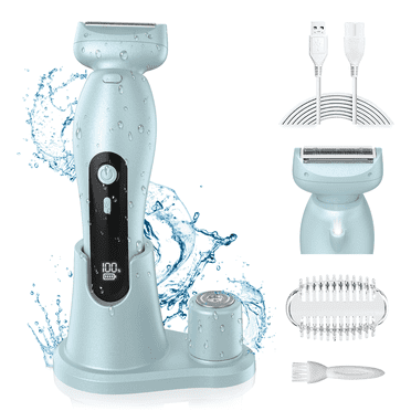 Electric Shaver for Women, Womens Electric Razor, Cordless Bikini Trimmer Rechargeable Smooth Painless 2 in 1 Womens Shave Wet Dry for Bikini Hair Removal Underarm Public Hairs Legs