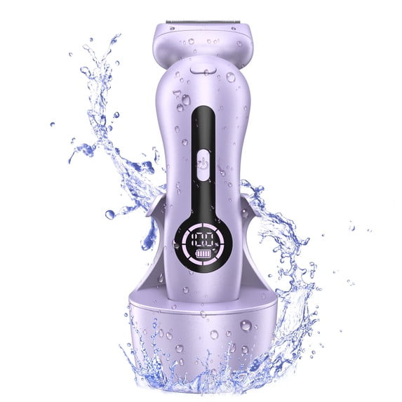 Electric Shaver for Women, Womens Electric Razor Lady IPX7 Waterproof Legs Arm Underarm Body Painless Epilator Rechargeable Wet Dry Use Bikini Trimmer W/ Charging Stand & LCD Display