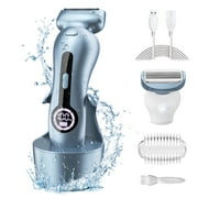 Electric Shaver for Women, Womens Electric Razor Lady IPX7 Waterproof Legs Arm Underarm Painless Epilator Body Hair Remover Rechargeable Wet Dry Use Bikini Trimmer W/ Charging Stand & LCD Display