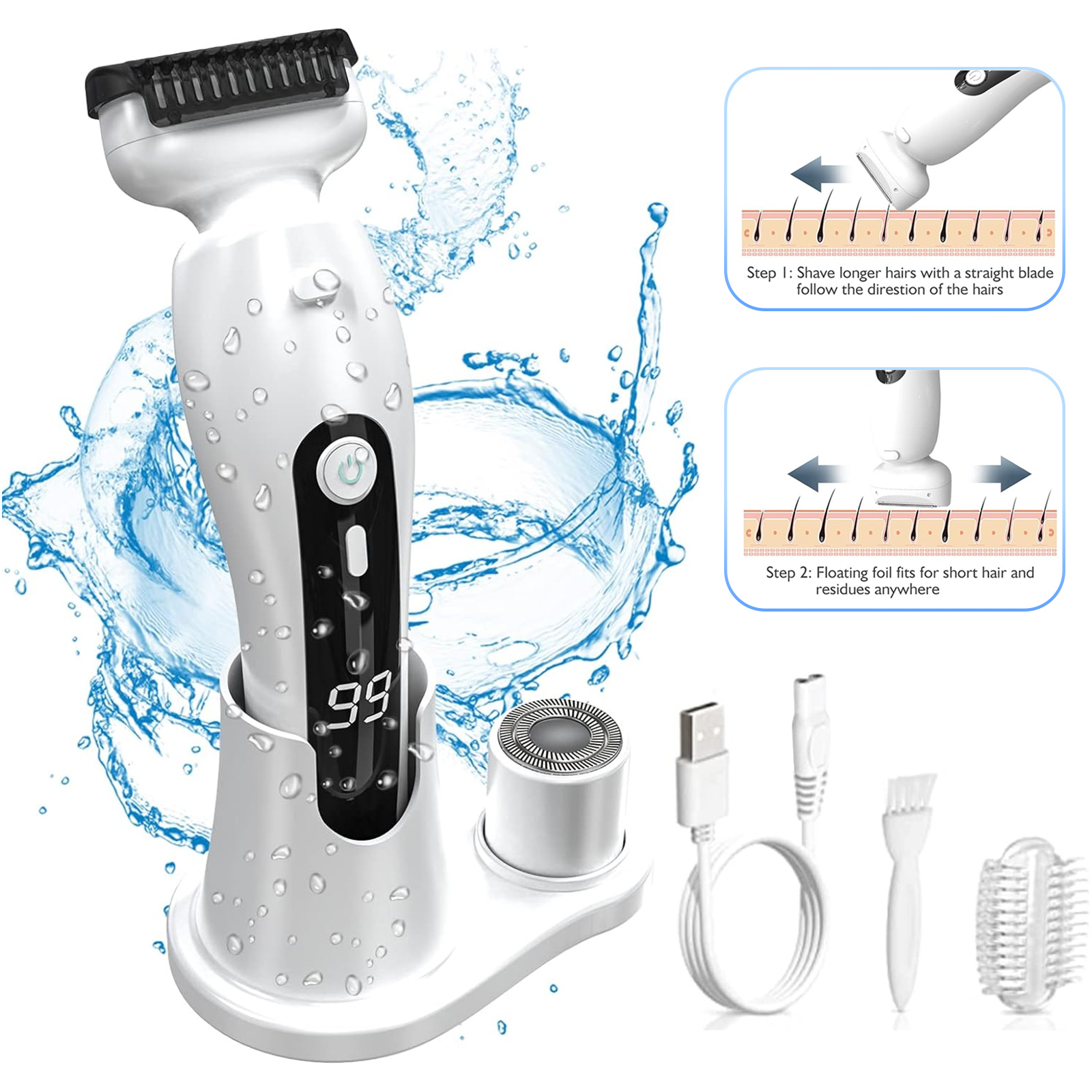 Electric Shaver for Women, Womens Electric Razor Lady IPX7 Waterproof