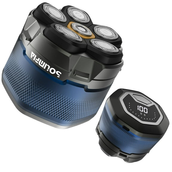 Electric Shaver for Men SOLIMPIA 6-Head Bald Head Shaver IPX6 Waterproof LED Display, Blue