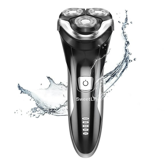 Electric Shaver for Men, SweetLF IPX7 Waterproof Wet and Dry Electric Razor with Pop-up Beard Trimmer, Black