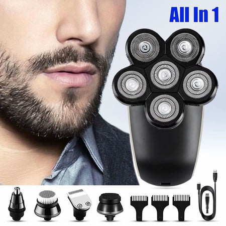 Electric Shavers Razor for Men Charites Head Shavers for Bald Men with LED Display Faster-Charging 6D Floating Waterproof Electric Razors with Hair Clippers,Nose Hair Trimmer & Facial Cleansing Brush