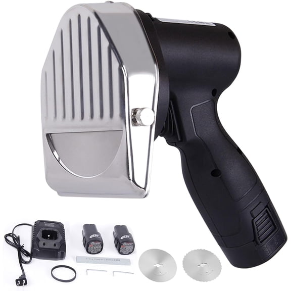 Electric Shawarma Knife 80W Cordless Battery Professional Turkish Knife Commercial Stainless Steel Gyro Knife Doner Kebab Meat Slicer with 2 Blades 0-8mm Adjustable Thickness Cordless Version