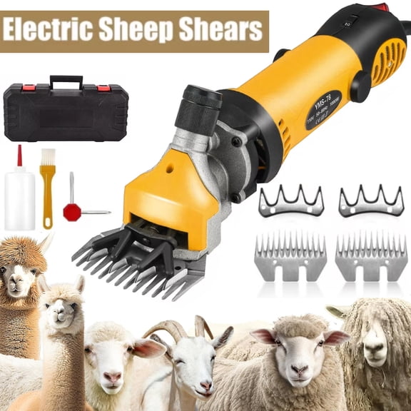900W Electric Sheep Shears, Heavy Duty Shearing Kit with 2 Blades,6-Speed Professional Grooming Clippers for Thick Coat Animals, Livestock, Goats, Alpacas & Dogs,Yellow