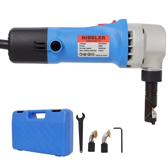 , Electric Sheet Metal Nibbler 16 Gauge Precision Metal Cutting Tool,360° Rotation Electric Cutter, Blue ,Plastic ,