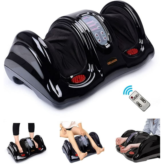 Electric Shiatsu Foot Massager with Remote for Pain Relief, Deep Kneading Rolling Feet and Calf Massager, Leg Circulation Machine for Plantar Fasciitis and Neuropathy, Men Women Gifts