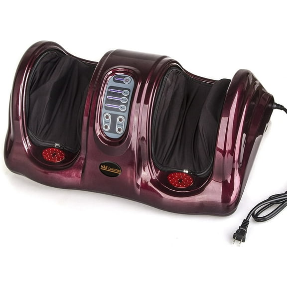 Electric Shiatsu Foot Massager for Pain Relief, Deep Kneading Rolling Feet and Calf Massager, Leg Circulation Machine for Plantar Fasciitis and Neuropathy, Red