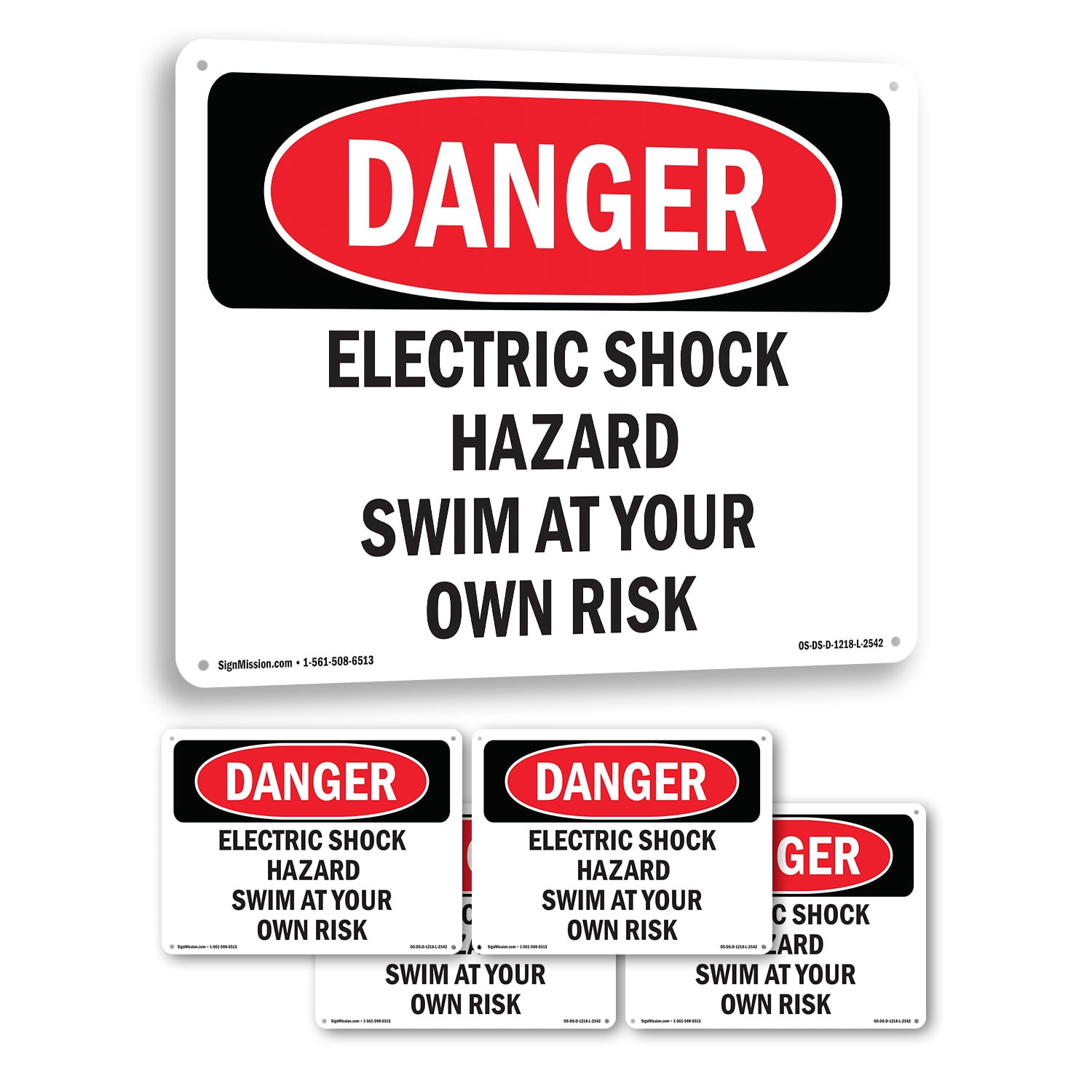 Electric Shock Hazard Risk Swim At Your Own Risk OSHA Danger Rigid ...