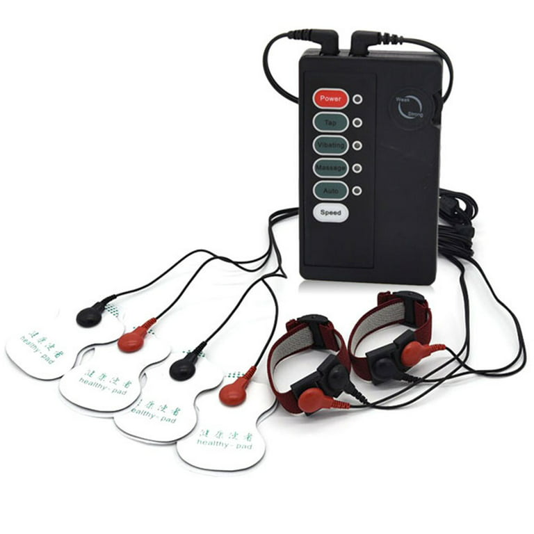 E-Stim Black Devices Te-ns Stim Electric Shock Accessories Massager Product  Stimulator Electro Unit 1 Power Box+1 DC2.5 Pin 2.0 Wires+4 Rings.