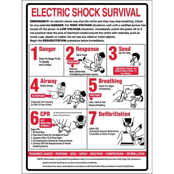 Electric Shock Survival Metal Sign Caution Danger Safety Security Warning Notice Signs (Aluminum) Size: 8 x 12 inch