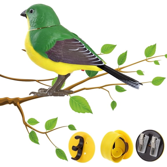 Electric Singing and Chirping Bird Toy - Cute Interactive Bird Toy, Motion and Sound Activated, Electric Desk Pets, Battery Operated RobotBird for Kids Gift(green)Q
