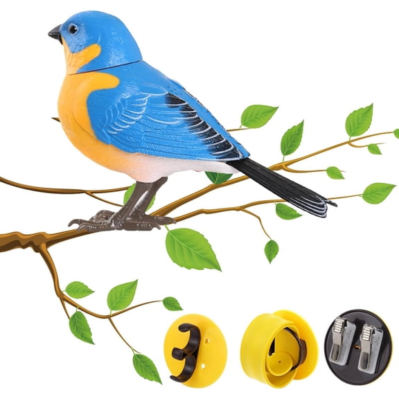 Electric Singing and Chirping Bird Toy Electric Simulation Birds Interactive Pets Toys Desk Decoration(blue)Q