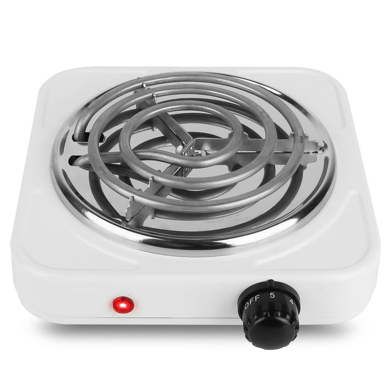 Electric Single Burner Cooktop, iMounTEK Portable Coil Heating Hot Plate  Stove, Compact and Portable, Adjustable Temperature Hot Plate, 1000 Watts,  White & Stainless 