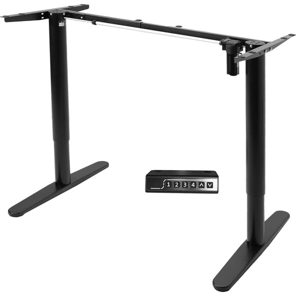 Electric Single Motor Standing Desk Frame for 41 to 74 in Table Tops, Memory Height Adjustment, Frame Only, Black, DESK
