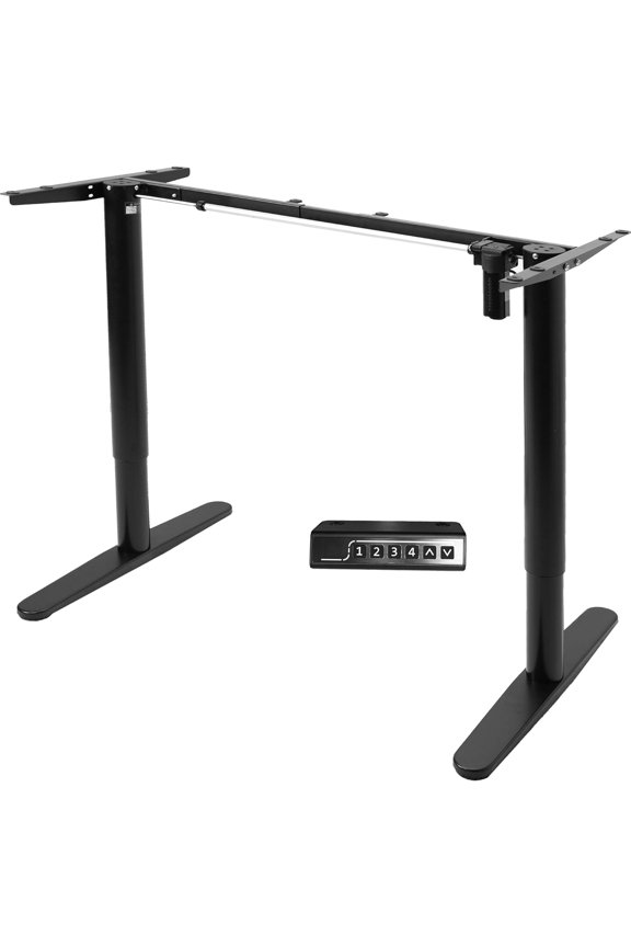 Electric Single Motor Standing Desk Frame for 41 to 74 in Table Tops, Memory Height Adjustment, Frame Only, Black, DESK