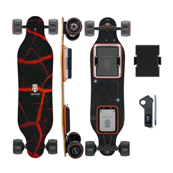 UDITER S3 Electric Skateboard with Swappable Battery, 18 MPH, 13 Miles Range, Dual 600W Motors, 4 Speeds, 330 lb Capacity, Electric Longboard for Adults & Beginners