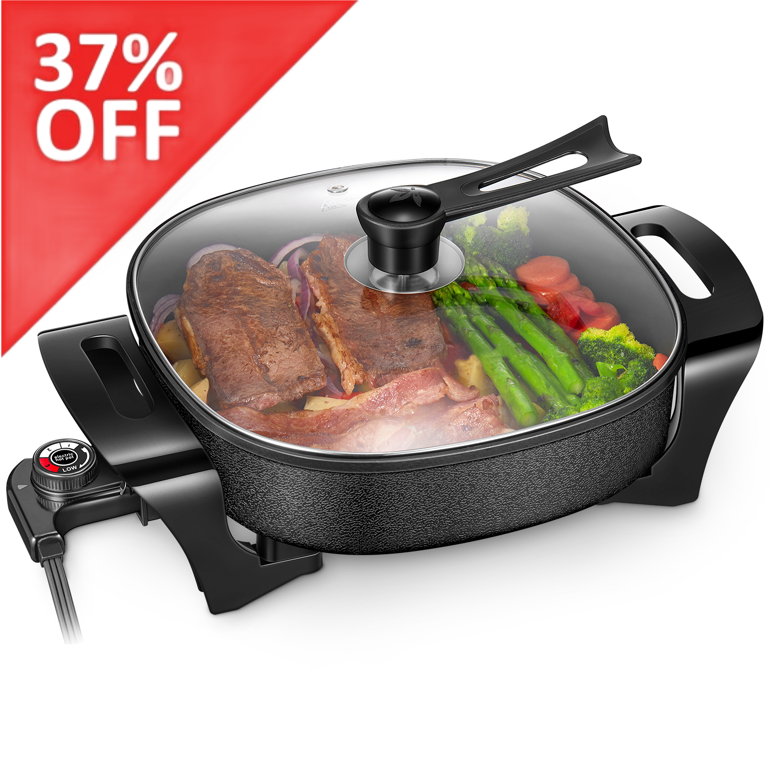 Elite Cuisine EGL6101 8.5" Round Personal Skillet with Glass lid Red