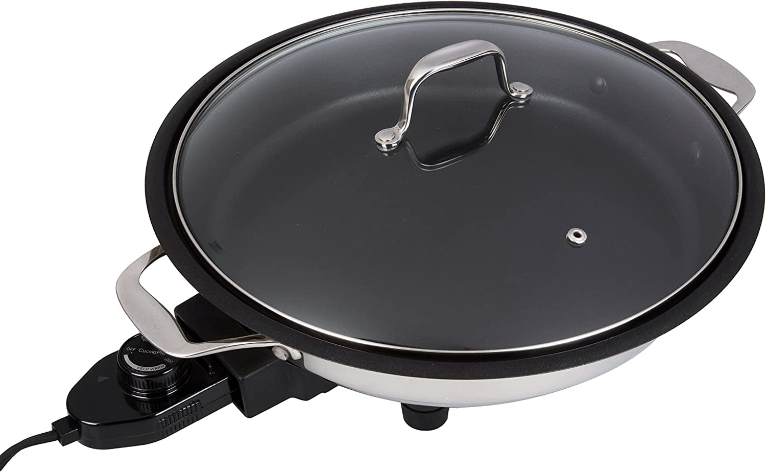 Electric Skillet Nonstick with Lids - 16 inch Extra Large Frying Pan,Ceramic, Adjustable Temperature, Cool Touch Handles, NOZAYA