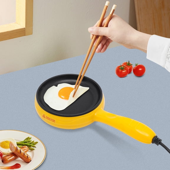 Electric Skillet, Non-Stick Electric Skillet, Yellow Mini Frying Pan For Frying Eggs, Dumplings, Bacon, Sausage