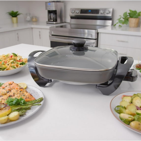 Electric Skillet - Nonstick Frying Pan With Removable Glass Lid, Grill ...