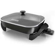 Electric Skillet, Variable Temperature Control, Nonstick Cooking Surface, Dishwasher Safe, Tempered Glass Lid, 12"x15"