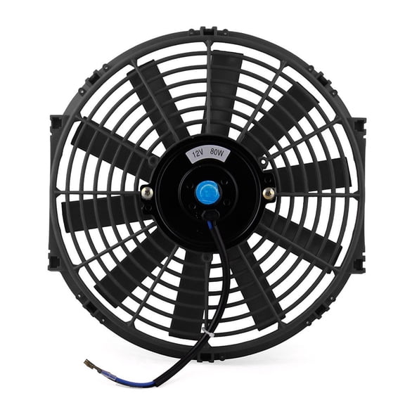 Electric Slim Radiator Cooling Fan with Mounting Kit, 12V 80W 2100RPM Reversible Flat Design for Car and Truck Radiator, Fits Most Vehicles, ABS Plastic Housing with Sealed