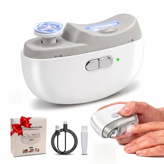 MQ Smart Electric Nail Clipper Upgraded 3 in 1 USB Rechargeable Automatic Nail Trimmer LED Light 2 Speed Nail Scrap Storage Safe Cutter Polisher Ideal Gift for Baby Kids Seniors Adults White
