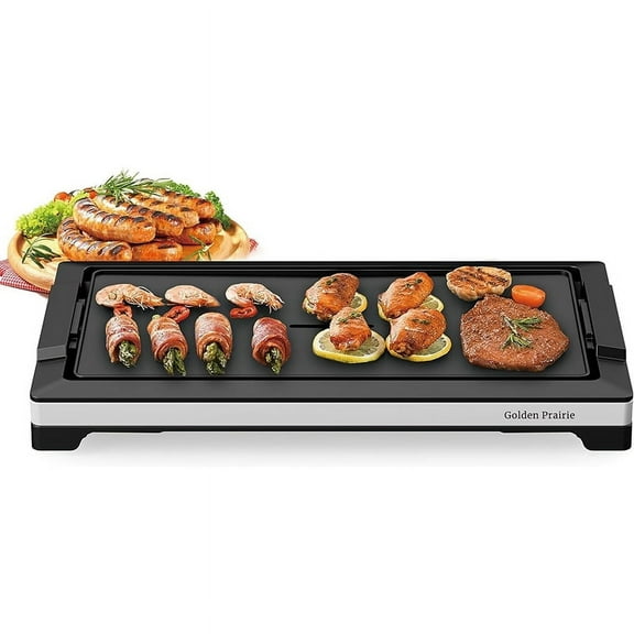 Electric Smokeless Indoor Griddle, Flat Top Grill, 1800W Fast Heat Up BBQ Grill, Large Nonstick Cooking Plate, 5 Levels Adjustable Temperature, Detachable & Dishwasher Safe, Cool-touch Handles, Black