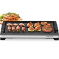 thumbnail image 1 of Electric Smokeless Indoor Grill w/ Non-Stick Cooking Surface & Adjustable Temperature Knob, 1800W BBQ Tabletop Grill for Kitchen, Dishwasher Safe Removable Water Tray, 24"x13", Black, 1 of 9