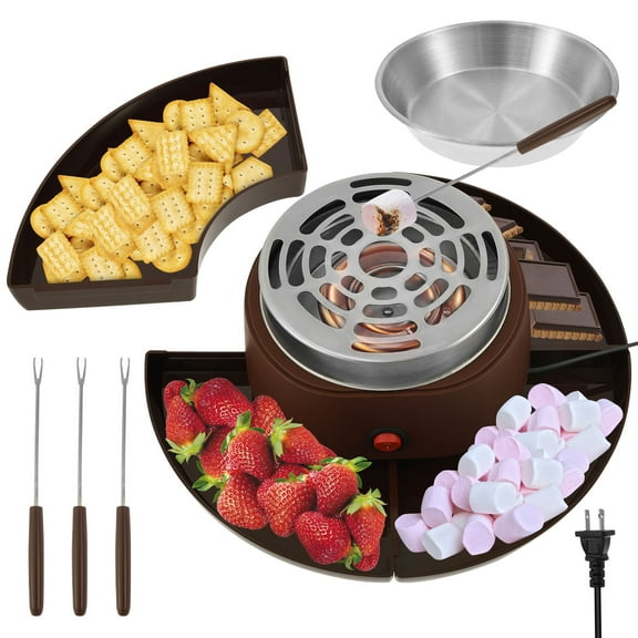 Electric Smores Maker Tabletop Indoor with 4 Detachable Trays and 4 Forks Flameless Electric Marshmallow Roaster for Movie Night Supplies